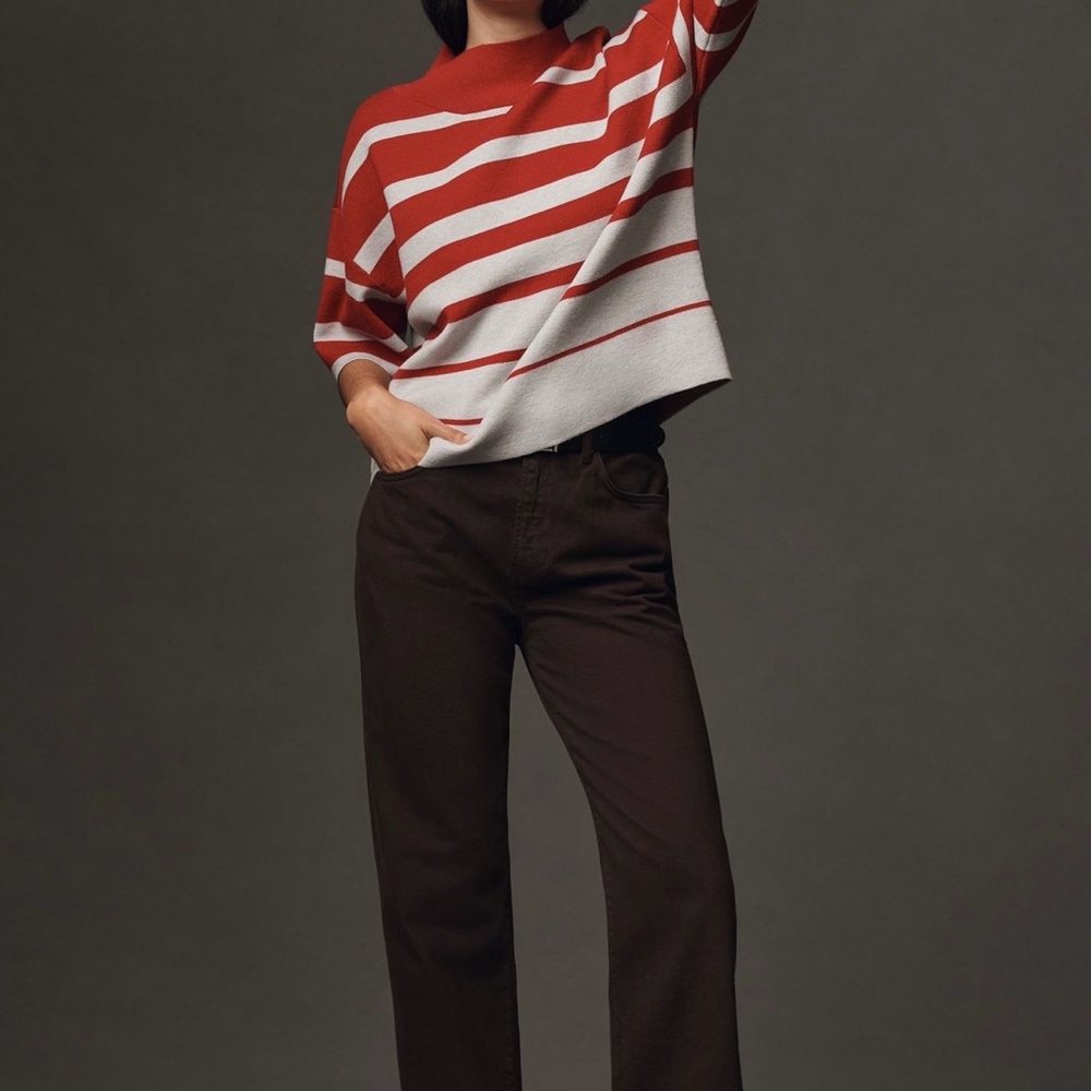 Anthropologie Red and White Striped Sweater
